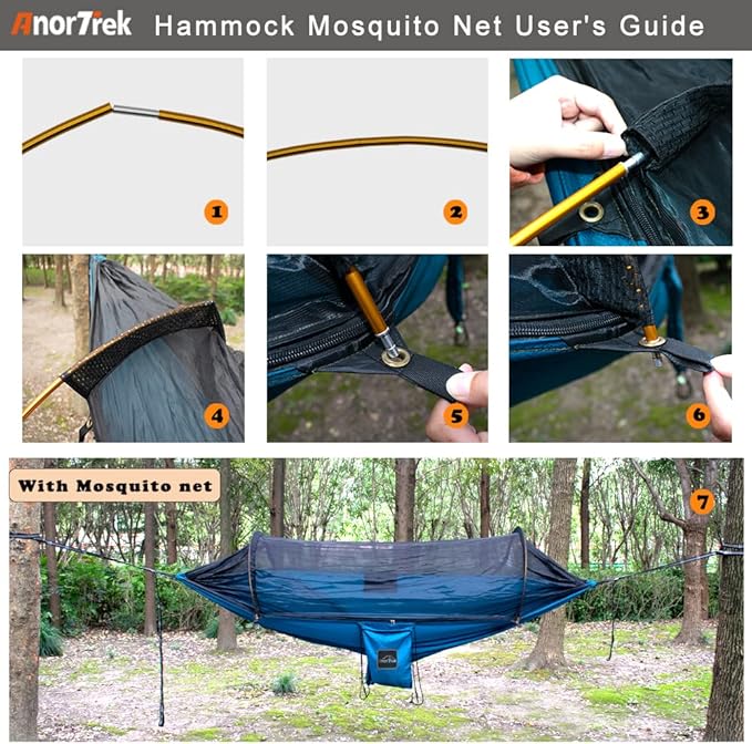 Camping Hammock with Mosquito Net and Rain Fly Tarp Portable Double Hammock with Two Tree Straps 230T Nylon Hammock and Waterproof Rain Fly Set for Hiking Backpacking Overnight (Green)