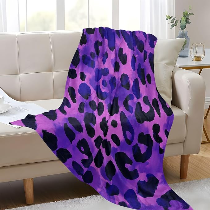 Comfy Throw Blanket Purple Black Leopard Teen Throw Blanket 50x70