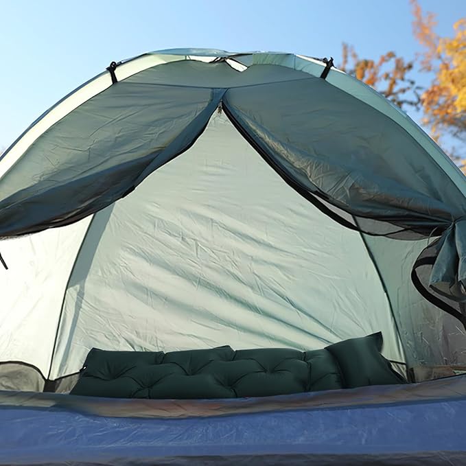 Veemoon Portable Camping Sleeping Pad Self-Inflating Air Mattress Military Green 185x60x2.5cm Lightweight Backpacking Sleeping Mat for Outdoor Hiking and Travel