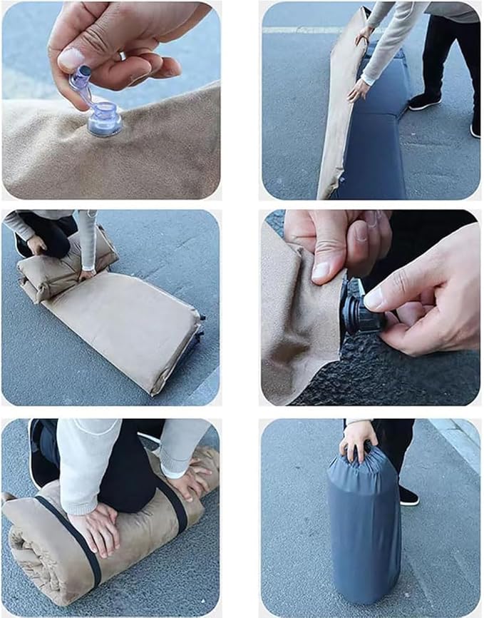 Car Inflatable Mattress for Volkswagen ID.Buzz Bus 2022 Portable Flocking Air Mattress Camping Travel Mattress Auto AccessoriesRed