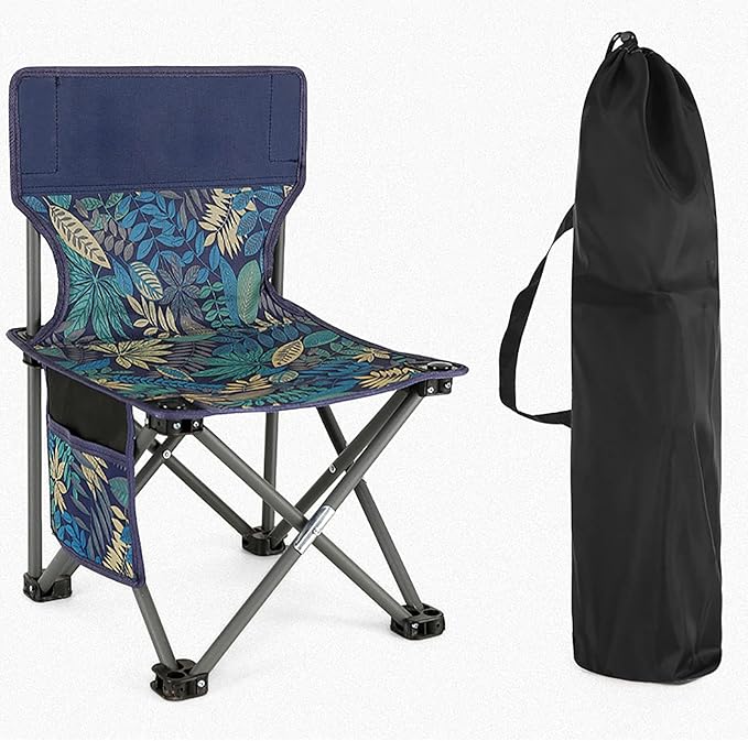 BK&ampMF Portable Outdoor Folding Camping ChairDurable with Storage Pocket Beach Camp Chair Breathable Lawn Chairs for Storage and TravelB52x33x33cm(20x13x13inch)