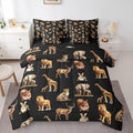 jejeloiu Zoo Animal 7 Piece Bedding Set for Girls Boys Kids Twin Size Cute Giraffe Bed in a Bag Room Decor Cartoon Animal Comforter Set with SheetsPillowcases &amp Cushion Cover Black Brown Microfib