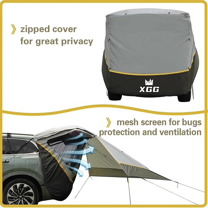 SUV Tent Car Awning UPF 50++ with Portable Waterproof Storage Bag Tear-Resistant Large Space Good Vision Smooth Ventilation Suitable for Outdoor Beach Camping Auto Canopy Shade…