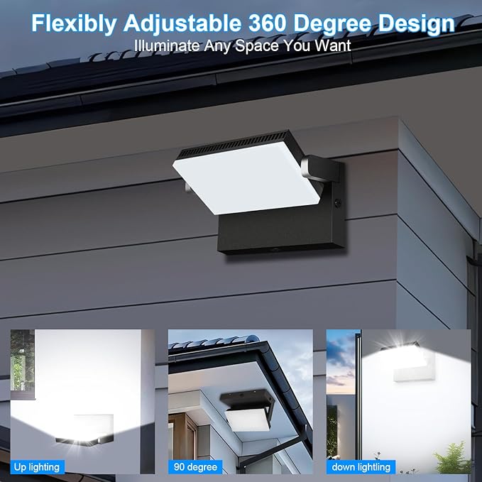 Modern Sleek LED Flood Light 120W 360° Rotatable Outdoor Security Areas Lighting 18000LM 5000K Waterproof Wall Pack for YardBuildingDrivewayCar Lot (4Pack)