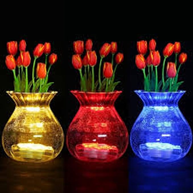 Bright LED Floral Tea Light Submersible Lights for Party Wedding (Red 20 Pack)