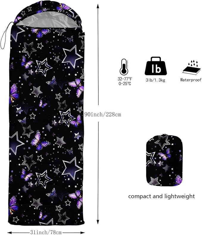 Kids Sleeping Bag for Boys GirlsBohemian Cowboy Print-Lightweight Warm Portable Outdoor Indoor-Waterproof Cold Weather Resistant Sleeping Bag for Camping Hiking