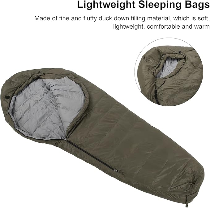 Outdoor Camping Sleeping Bag Lightweight Warm Soft Skin No Air Leakage for Adults Hiking Camping Travel 320T 50D Lining 1500g Duck Down Filling 205 x 88cm