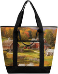Insulated Shopping BagLarge Reusable Cooler Bags Country Farm Printed Foldable Shopping BagTravel Waterproof Shoulder Bag