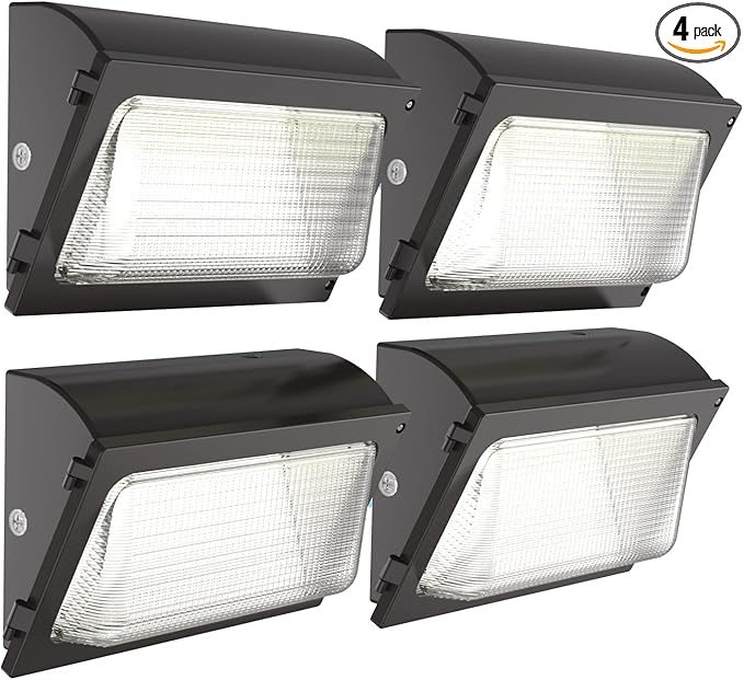 HYPERLITE LED Wall Pack Light 120W 15600LM Commercial and Industrial Outdoor LED Wall Lights for Parking Lots House Warehouses 4 Pack UL Listed