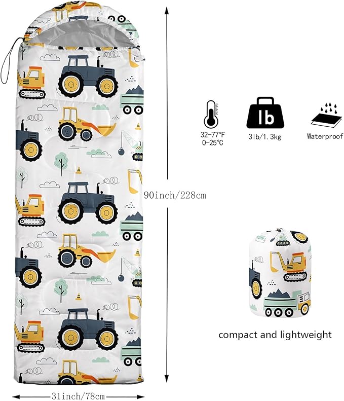 Kids Sleeping Bag for Boys GirlsCute Puppy Print-Lightweight Warm Portable Outdoor Indoor-Waterproof Cold Weather Resistant Sleeping Bag for Camping Hiking