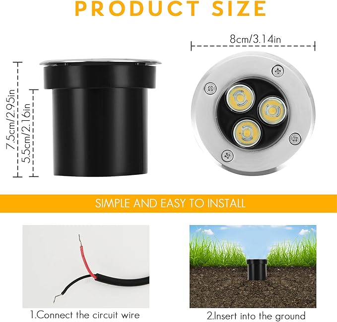 Low Voltage Landscape Lighting In-ground Light LED Well Lights 3W 12V 24V Outdoor Landscape Light Waterproof IP67 Pathway Driveway Deck Step Fence Garden Lights