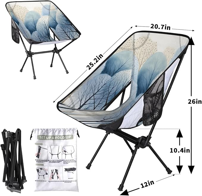 Honeybaby Folding Camping Chair Forest Pattern Camping Chairs Lightweight Portable Chair Outdoor Foldable Chairs for Camping Travel Picnic Beach Hiking