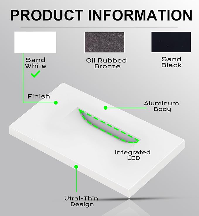 CLOUDY BAY 120V 5CCT Dimmable LED Indoor Outdoor Step Light2700K/3000K/3500K/4000K/5000KStair LightWhitePack of 6