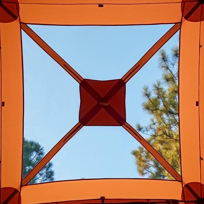 TIMBER RIDGE Instant Pop Up Hub Tent 4 Person Portable Weather Resistant Camping Tent 60 Second Set-Up Easy Up Tents with Rain Fly and Carry Bag Orange