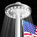 Deneve Deluxe Solar Powered Flagpole Lamp – Dusk to Dawn 12+ Hours 26 LED 1300 Lumen Outdoor Lighting for American Flag Garden Decor House Decor 100% Coverage Silver Model