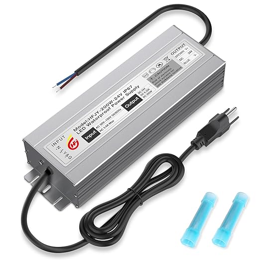 LED Driver LED Power Supply 24V 8.3A 200W Waterproof IP67 AC 90-150V to DC 24VLow Voltage Transformerwith 3-Prong Plug 3.3 Feet Cable for Indoor Outdoor LED Lighting Use