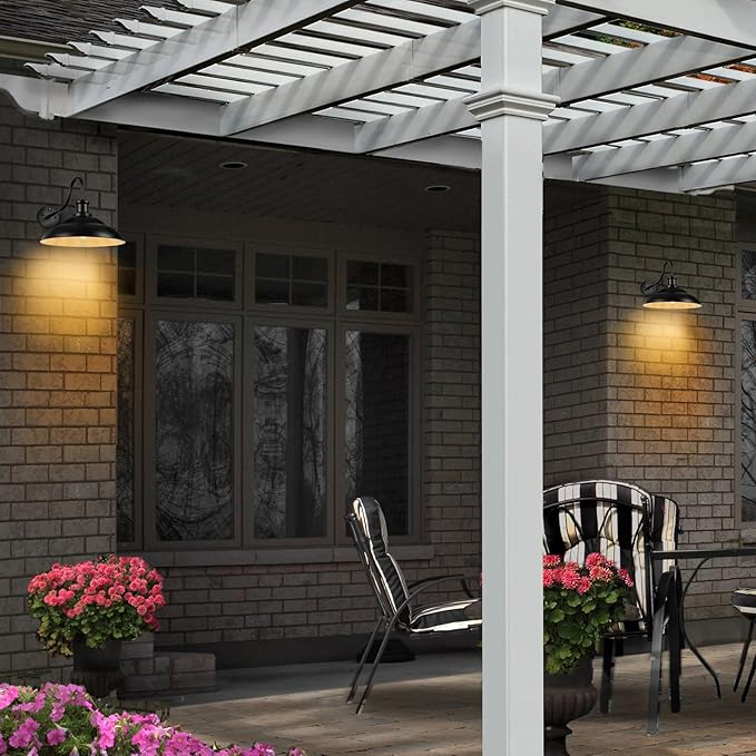 Dusk to Dawn Outdoor Barn Light Fixtures 16 Inch Dome Large Wall Sconce Farmhouse Exterior Wall Mount Light for House Garage Patio Doorway