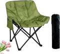 Outdoor 3-Layer Padding High Back Moon Chair with Thick Cotton 600D Oxford Fabric Portable Folding Camping Chair with Side Pocket Supports up to 300lbs (Green)