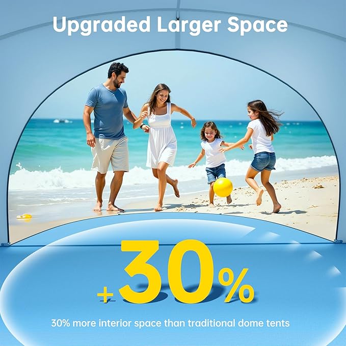 Beach Tent Sun Shelter Sun Shelter for 1-4 Person Beach Shade Tent Beaches Shade with 2 Zippered Doors Portable Tents for Camping Fishing Blue