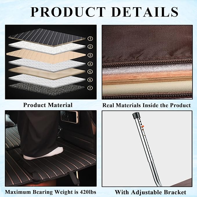 Heart Horse Non-Inflatable Car Mattress - Folding SUV Truck Back Seat Mattress for Travel Camping and Large Dog Car Seat Cover (with Adjustable Bracket)