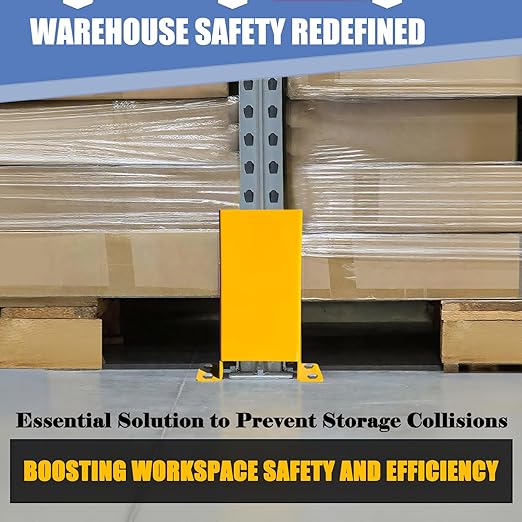 Pallet Rack Post Protectors 12 Height Steel Pallet Rack Guard Safety Yellow Racking Protectors (2 Packs)