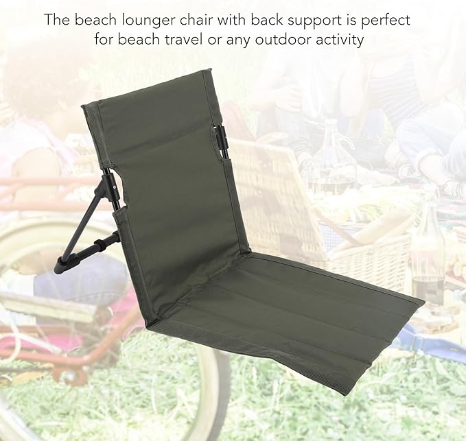Outdoors Beach Loungers Beach Lounge Chairs Beach Chairs Portable Folding Beach Mat Lounge Chair with Oversized Zippered Pocket Adjustable Backrest Storage Pouch for Camping Beach (OD Green)