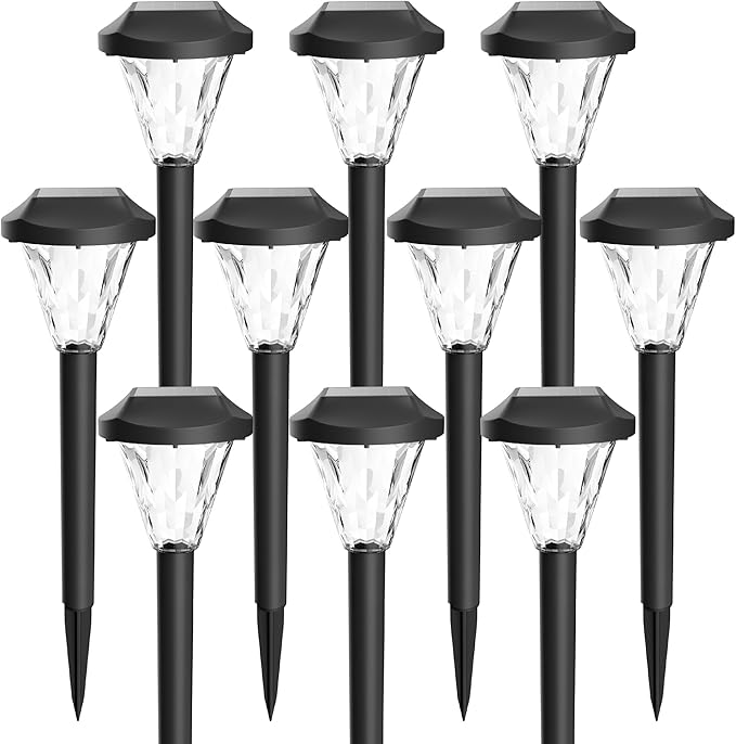 GIGALUMI 10 Pack Solar Lights Outdoor Waterproof Outdoor Solar Lights for Yard Solar Garden Lights Yard Decorations Outdoor for Pathway Patio Garden Driveway Lawn and Landscape(Warm White)