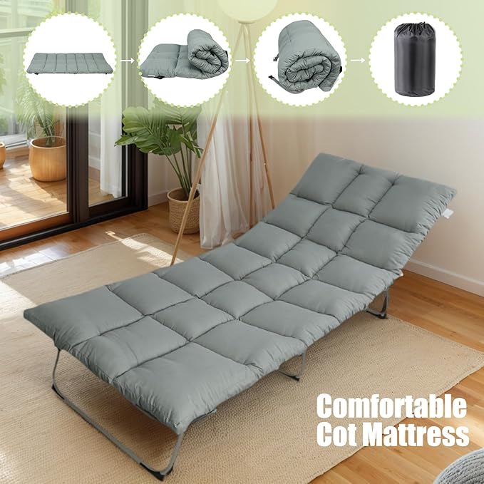 Tuphen Cot Mattress Pad-Cot Pads for Camping Cot Mattress Topper Camping Mattress Sleeping Pad 75x30 Soft Lightweight Quilted Pads for Camp Cot/RV Bunk/Narrow Twin Beds