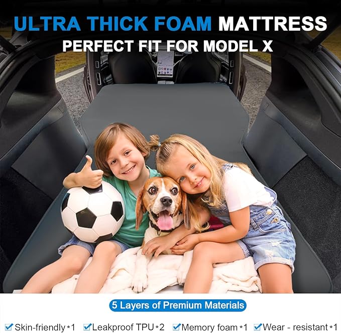 Customized for Tesla Model X Mattress Foam Self-Inflating Portable Camping Mattress Comfortable Car Sleeping Mat with Wireless Charging Air Pump Tesla Model X Accessories 2026-2020