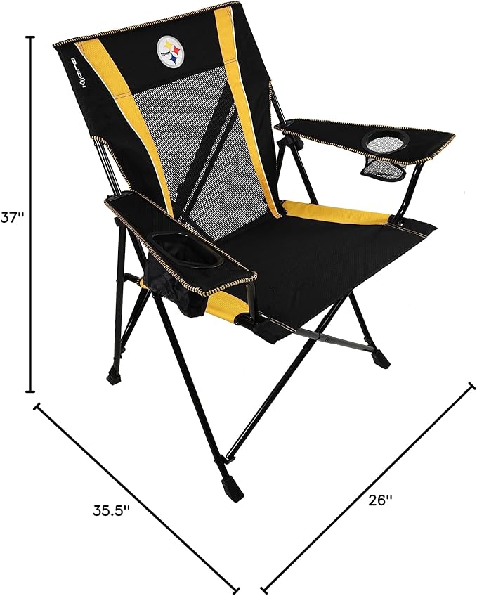 Kijaro Sports Fan Folding Chair 26 L x 35.5 W x 37 H Pittsburgh Steelers