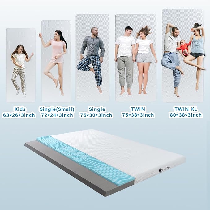 KingChii Memory Foam Camping Mattress Portable Roll Up Sleeping Pad for Road Trip Floor Mat Roll Up Futon Mattress for Guests Sleepoverr