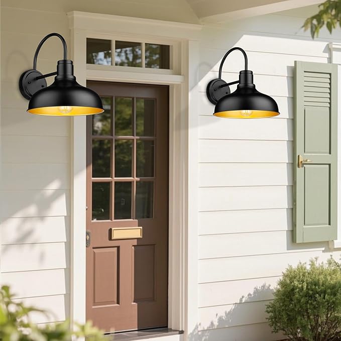 ALLGOT Outdoor Farmhouse Barn Lights Exterior Wall Mount Lights Vintage Wall Lighting Fixture Industrial Outdoor Sconce Lighting for Garage Front Door Porch Patio(Black 4 Pack)