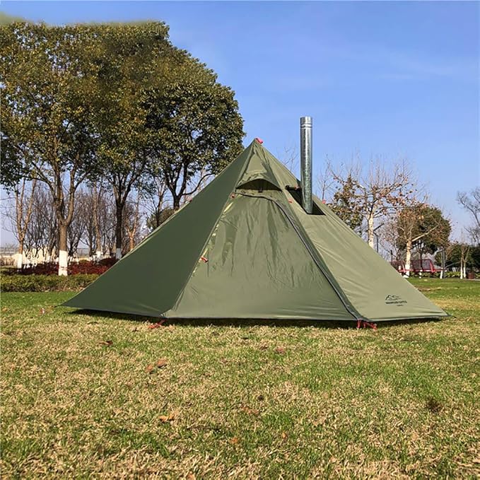 Tipi Hot Tent with Fire Retardant Stove Jack for Flue Pipes 2~3 Person Lightweight Teepee Tents for Family Team Outdoor Backpacking Camping Hiking