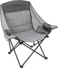 ARROWHEAD OUTDOOR Oversized Folding Camping Chair Heavy-Duty 300 lbs Capacity Adjustable Double Cup Holder Mesh Panels Inner Storage Pockets &amp Carry Bag