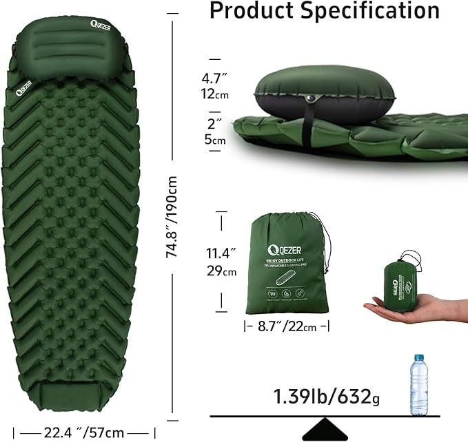 Sleeping Pad and Pillow with 300Fill Power Down Sleeping Bag