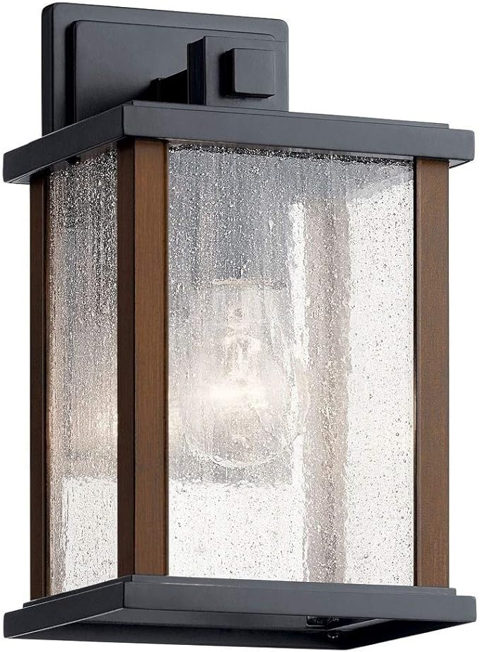 Kichler Marimount 11 1 Light Outdoor Wall Light with Clear Ribbed Glass in Black