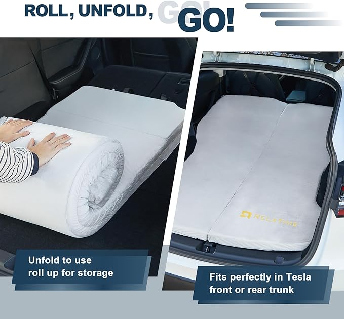 Camping Mattress for Tesla Model Y Soft Memory Foam Mattress Portable Storage Bag Space Saver in Car Sleeping Twin Size