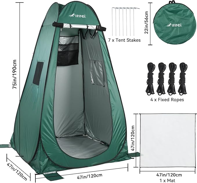 Pop Up Camping Shower Tent Portable Dressing Changing Tent Outdoor with Carry Bag for Beach &amp Hiking 75” x 48”x 48”