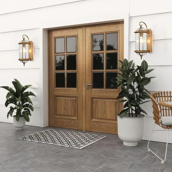 Large Outdoor Wall Lights 20Inch Copper Exterior Light Fixture Waterproof Wall Lantern Oil Rubbed Brass Porch Light Sconces for Porch &amp Patio Garage Entryway