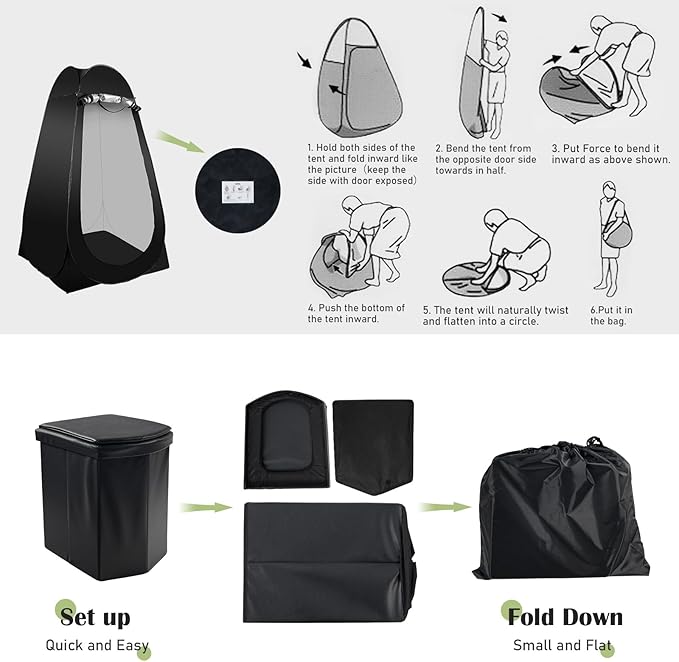 Portable Camping Toilet Kit for Adults Pop up Privacy Tent X Large Folding Toilet Potty with Camping Tent Outdoor Instant Shower Tent Camp Toilet Changing Dressing Room