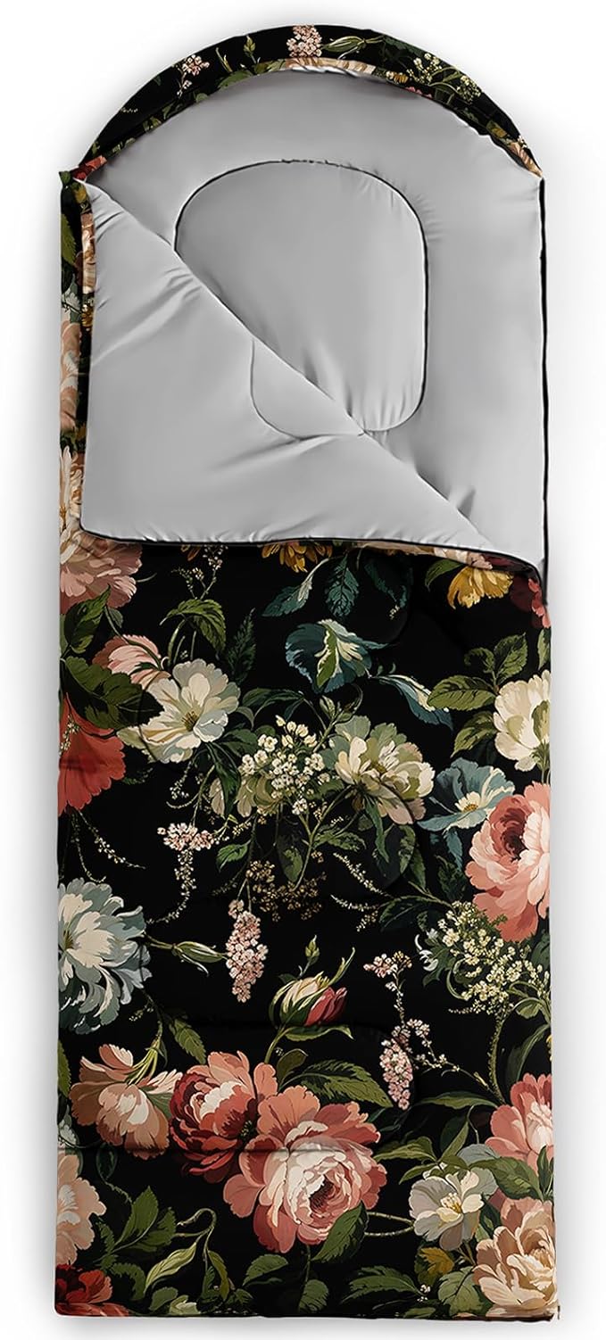 Sleeping Bags for Adults and Kids3D Printing Camping Sleeping Bag for Girls Boys Lightweight Waterproof Cold/Warm 3-SeasonOutdoor Travel with Compression Bags