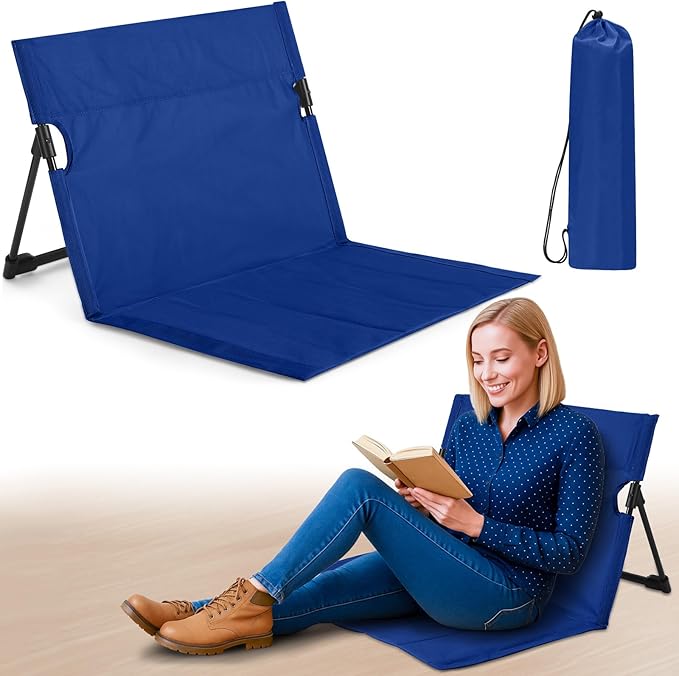 Jetec Foldable Floor Backrest Chair Portable Camping Chair with Storage Bag Light Weight Lazy Seat for Indoor Outdoor Bed Ground Park Lawn Concerts Beach Hiking