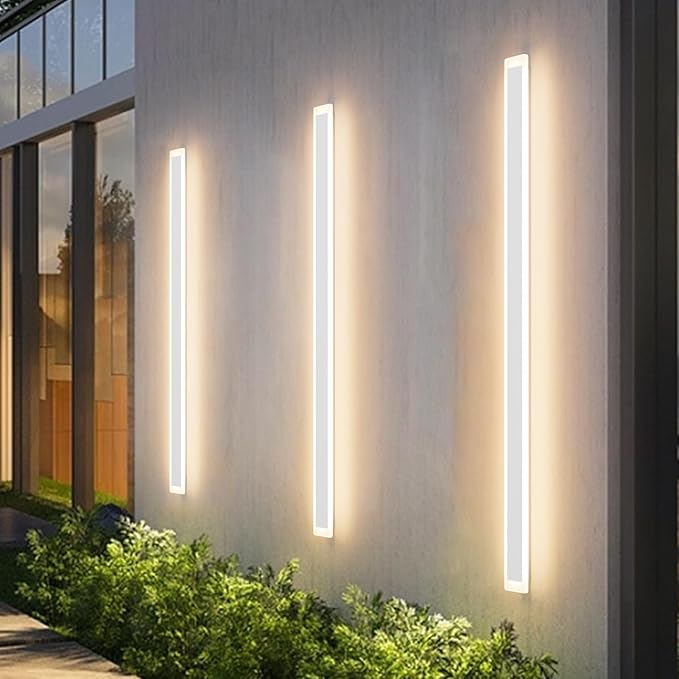 Aipsun 2 Packs LED Outdoor Wall Sconce 39.4in 3000K Exterior Light Fixtures Wall Mount Modern Porch Lights Wall Sconce Long LED Linear Outside Lighting for Garage Front DoorEntrance Hallway