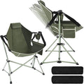 2 Pcs Hammock Camping Chair with Adjustable Backrest Heavy Duty Folding Swinging Chair Supports 300lbs Portable for Camping Travelling and Patio Green