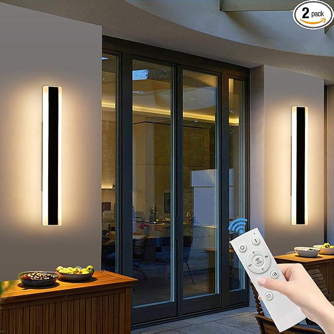 Mikeru 2pack 23.6inch Outdoor Wall Light Fixtures 10%-100% Dimmable Outdoor Wall Lights Exterior Front Porch Light 3000-6000k Wall Mounted Led Lighting for Basement ShopGarage Lighting