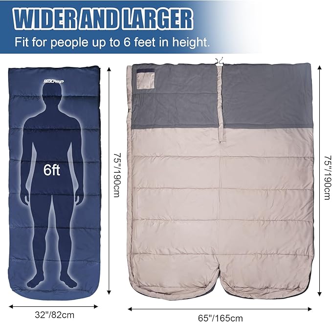REDCAMP Sleeping Bags for Adults Fleece Warm Sleeping Bag 3-4 Season Comfortable for Hiking Traveling &amp Outdoor Activities