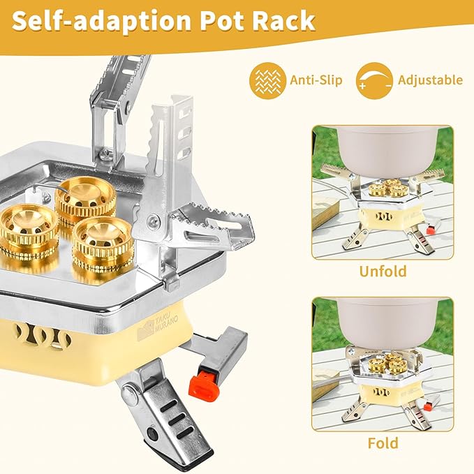 11800W Portable Windproof Camping Stove Lightweight Camp Stove Collapsible Backpacking Stove with EVA Box for Outdoor Camping Cooking Hiking and Picnic white