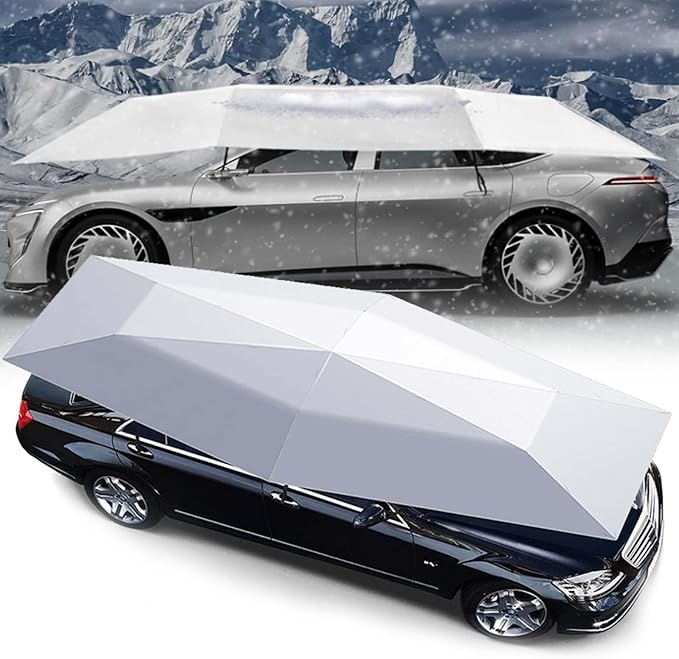 Mobile Retractable Car Awning | Automatic Car Awning Anti-Hail/Anti-Falling Objects Manual and Automatic Removable BatteryRemote ControlGrey4.8m