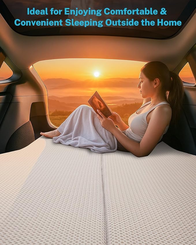 Gonex Foam Mattress for Tesla Model Y 3 2 Foam Car Camping Mattress with Washable Mesh Cover for Superior Support Foldable with Storage Bag Fits Frunk Trunk Portable for Road Trips 75 x 44.5