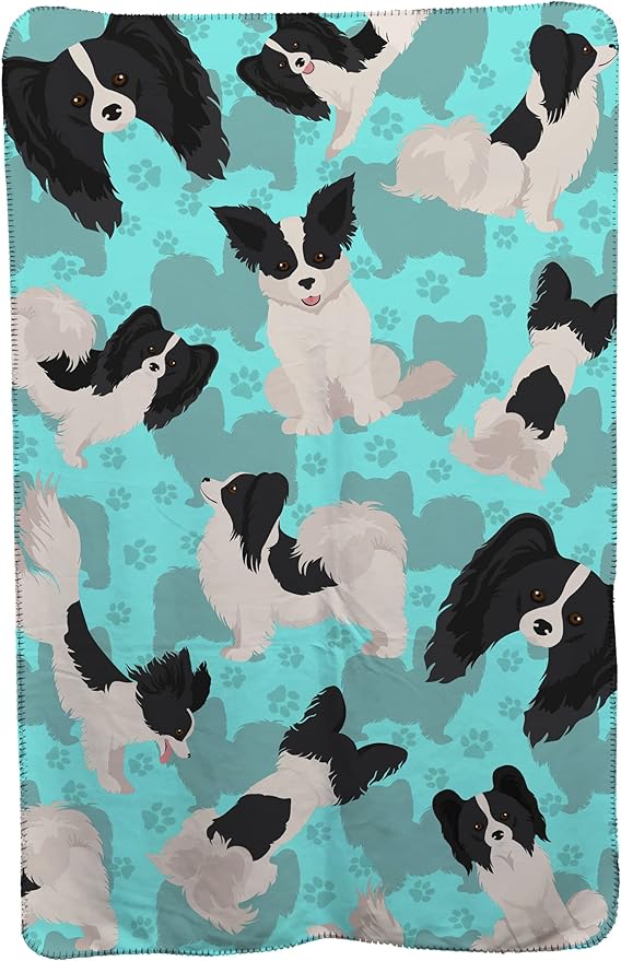 Caroline's Treasures MLM1081TBLT Black and Whtie Papillon Soft Travel Blanket with Bag Airplane Blanket Indoor Outdoor Camping Blanket for Traveling Picnics Beach Trips Concerts